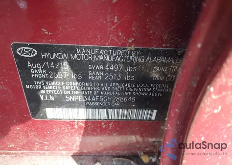 2016 Hyundai Sonata Sport from USA, damaged, VIN 5NPE34AF5GH288649